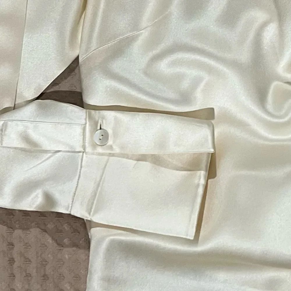 Lafayette 148 New York Cream Silky Wrap Top - Picture 7 of 12
